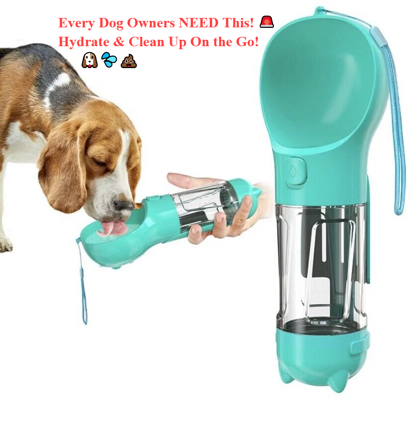 Portable Dog Water Bottle & Waste Bag Dispenser – Travel-Friendly Hydration & Cleanup Solution